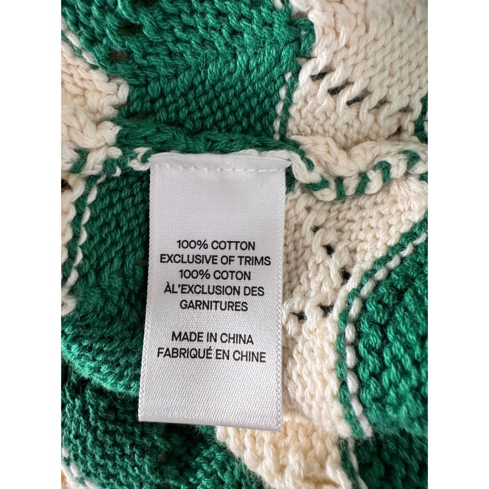 MISA LOS ANGELES Womens Green Cream Chevron Knit Cardigan Sweater Size XL - Picture 10 of 10